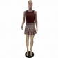 Positioned Print Sleeveless Skirt Set QC8068