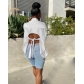 Women's Fashion Sexy Backless Bow Tie Shirt Top YT3302