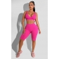Solid color open back casual sports suit AC9136