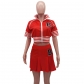 Women's Jacket Baseball Uniform Letter B Print Sports Skirt Set H6608