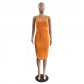 Women's Fashion Solid Color V-Neck Strap Tank Top Dress Ruffle Hem Sexy Dress H1848