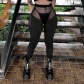 Solid Color Sexy Perspective High Waist Hollow Mesh Trousers K22PT122