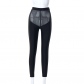 Solid Color Sexy Perspective High Waist Hollow Mesh Trousers K22PT122