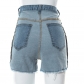 Reverse Lace Up Casual Pocket Denim Shorts K22PT135