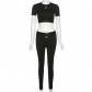 Fashion Embroidered Slim Navel Top High Waist Tight Pants Suit Women K22S11959