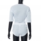 Round Neck Short Sleeve T-Shirt High Waist Casual Side Tie Shorts Set K22ST133