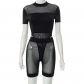 Sexy Short Sleeve Jumpsuit Hollow Mesh Perspective Shorts Suit Women K21ST740