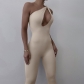 Sleeveless One-Shoulder Hip Lift Jumpsuit Sports Jumpsuit P134547W