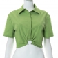 Solid Color Lapel Pullover Short Sleeve Cropped Navel Fashion Casual Top X22TP126