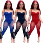 Tube top suspender jumpsuit + sexy see-through lace trousers two-piece set Q22Y8074
