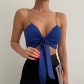 Fashionable Sexy V-Neck Slim Fit Open-Back Strap Tube Top T227777K