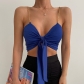 Fashionable Sexy V-Neck Slim Fit Open-Back Strap Tube Top T227777K