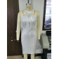 Women's Halter Sleeveless Fringe Panel Slim Fit Summer Casual Sequin Dress A3051