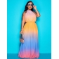 Ombre Pleated Maxi Dress CY9233