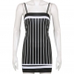 Fashion Women's Striped Contrast Tight Hip Wrap Dress LR21077