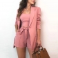 Fashion Solid Color Lace-up Small Suit Three Piece A5388