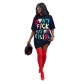 Fashion Multicolor Contrast Letter T-Shirt Dress GL6571