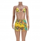 Printed Swimwear Hot Pants Shorts Three-piece Casual Suit MS1827