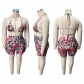 Plus Size Women's Bikini Beach Shorts Ruffled Two Piece J22L6115