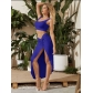 Sling tube top mid-length solid color high slit two-piece women's suit N2031