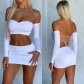 Chest Wrap Tie Long Sleeve Two Piece Sexy Skirt 8419DN
