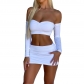 Chest Wrap Tie Long Sleeve Two Piece Sexy Skirt 8419DN