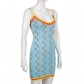 Colorful Crescent Contrast Color V-Neck Slim Wool Knit Sling Dress Short Skirt D21846