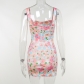 Low-cut printed dress sexy bust floral suspender dress ML22024