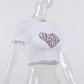Love letter print T-shirt fashion sexy temperament slim round neck top ML22062