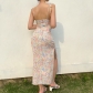 Small Floral Split Sling Dress Sexy Slim Long Skirt QY22005
