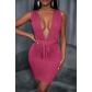 Fashionable sexy lace-up backless wrap chest dress multi-color hip nightclub short skirt HH128