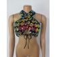 Sexy Colorful Sequins Tethered Halter Cropped Mini Nightclub Wrap HH6897