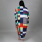 Plus Size Women's Printed Striped Swing Pleated Loose Dress N7437