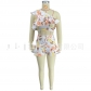 Women's Irregular Fashion Suit with Slanted Shoulder Ruffle Print Shorts YY8608