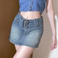 Fashion Metal Buckle Hip Denim Short Skirt NW11202