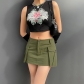 Skinny Sexy Low Waist Workwear Large Pocket Woven Skirt NW20188