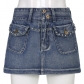 Vintage Studded Double Button Pocket Skirt Washed Denim Skirt NW23641