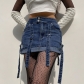 women's low waist denim streamer tight bag hip skirt NW24077