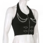 Women's Top Personality Metal Chain Sexy Backless Halter Short Vest NW24103