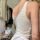 Women's fashion simple bow lace pleated V-neck sleeveless slim vest women LQWBT21216