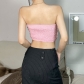 Women's fashion one word collar sexy backless short slim fit hot girl vest female K22B13154