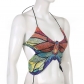Women's Butterfly Print Colorful Halter Strap Sexy Tank Top LQWBT20851