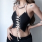 Hot girl style contrast color tie halter camisole small vest fashion holiday style show chest crop top T20341