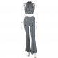 Solid Color Hollow Sleeveless Tank Top Pants Two-piece Fashion Suit S238109W