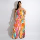 women's chiffon digital print colorful jumpsuit BL19308