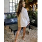 Women's nightclub fashion sexy cardigan loose contrast color temperament commuter shirt long-sleeved suit Q5272