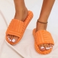 Cotton slippers large size terry cloth suede one-line flat casual foreign trade women's shoes HL&X111