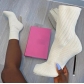 Large size flying knitted shoes elastic high-heeled mid-boots square toe stiletto knitted socks boots women S-999