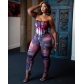 Plus Size Women's Printed Tie-Dye Wrap Pants Two-Piece Set J22S6117