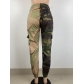 Women's Fashion Personality Contrast Color Splicing Camouflage Overalls LS6490
